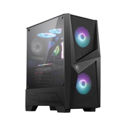 MSI MAG FORGE 100R Mid Tower Gaming Computer Case 'Black, 2x 120mm ARGB PWM Fan, 1x 120mm Fan, 1-6 ARGB Hub, Mystic Light Sync, Tempered Glass Panel, ATX, mATX, mini-ITX'