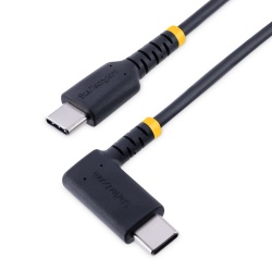 StarTech.com 6in (15cm) USB C Charging Cable Right Angle - 60W PD 3A - Heavy Duty Fast Charge USB-C Cable - Black USB 2.0 Type-C - Rugged Aramid Fiber - Short USB Charging Cord
