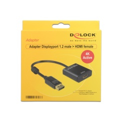 DeLOCK 62607 video cable adapter 0.2 m DisplayPort HDMI Type A (Standard) Black