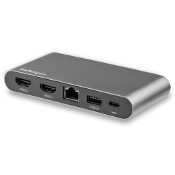 StarTech.com USB C Dock - 4K Dual Monitor HDMI Display - Mini Laptop Docking Station - 100W Power Delivery Passthrough - GbE, 2-Port USB-A Hub - USB Type-C Multiport Adapter - 3.3' Cable