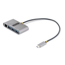 StarTech.com 3-Port USB-C Hub with Ethernet - 3x USB-A - Gigabit Ethernet - USB 3.0 5Gbps - Bus-Powered - 1ft/30cm Long USB Type-C Host Cable - GbE - Portable USB-C to USB-A Hub