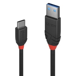 Lindy 0.5m USB 3.2 Type A to C Cable 3A, Black Line