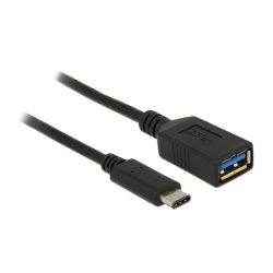 DeLOCK 0.15m USB 3.1 USB cable USB 3.2 Gen 2 (3.1 Gen 2) USB C USB A Black