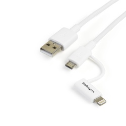 StarTech.com 1 m (3 ft.) 2 in 1 Charging Cable - USB to Lightning or Micro-USB for iPhone / iPad / iPod / Android - Apple MFi Certified - Multi Phone Charger - USB 2.0