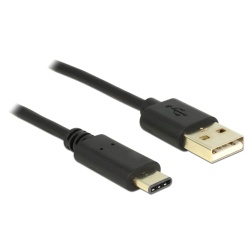 DeLOCK 2m, USB2.0-A/USB2.0-C USB cable USB A USB C Black