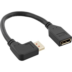 InLine DisplayPort 1.4 adapter cable M/F, 8K4K, angled left, black/gold, 0.15m