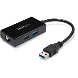 StarTech.com USB to Ethernet Adapter, USB 3.0 to 10/100/1000 Gigabit Ethernet LAN Converter for Laptops, 11.8in/30cm Attached Cable, USB to RJ45 Adapter, NIC Adapter, USB Network Adapter