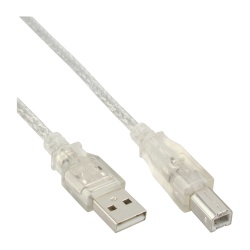 InLine USB 2.0 Cable Type A male / B male, transparent, 10m