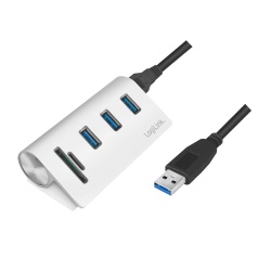 LogiLink CR0045 interface hub USB 3.2 Gen 1 (3.1 Gen 1) Type-A 5000 Mbit/s Silver