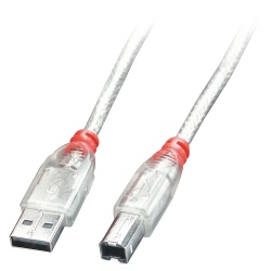 Lindy 5m USB 2.0 Cable - Type A to B, Transparent