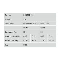 Digitus Fiber Optic Multimode Patch Cord, OM4, LC / SC