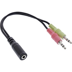 InLine Audio Headset adpter cable, 2x 3.5mm M to 3.5mm F 4pin, CTIA, 0.15m