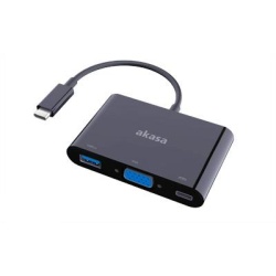 Akasa Type-C to VGA and power delivery adapter with extra USB 3.0 Type-A port