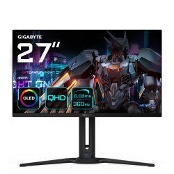 AORUS FO27Q3 27” OLED Gaming Monitor - 2560 x 1440(QHD), 360Hz, 0.03ms, KVM, 250 cd/m2, FreeSync Premium Pro, DisplayHDR True Black 400, HDMI 2.1