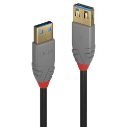 Lindy 0.5m USB 3.2 Type A Extension Cable, 5Gbps, Anthra Line