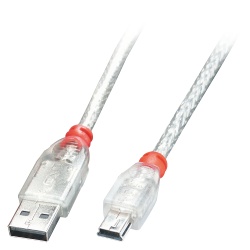 Lindy 2m USB 2.0 Cable - Type A to Mini-B, Transparent