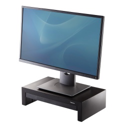 Fellowes Computer Monitor Stand with 3 Height Adjustments - Designer Suites Monitor Riser with Storage Tray - Ergonomic Adjustable Monitor Stand for Computers - Max Weight 18KG/Max Size 21