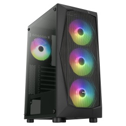 Aerocool FALCONV2BK PC ATX Case Front Panel Mesh Tempered Glass 4 Fans ARGB 12cm Black