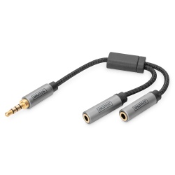 Digitus Audio Headset Adapter, 3.5 mm jack to 2x 3.5 mm socket