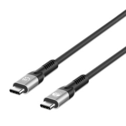 Manhattan USB-C to USB-C Cable (240W), 1m, Male to Male, Black, Thunderbolt 4, 40 Gbps (USB4 Gen 3x2), Extended Power Range (EPR) charging up to 240W (Note additional USB-C 240W wall charger needed), Backwards compatible to Thunderbolt 3, Lifetime Warrant