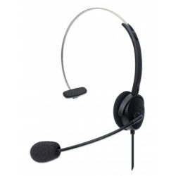 Manhattan Mono On-Ear Headset (USB) (Clearance Pricing), Microphone Boom (padded), Polybag Packaging, Adjustable Headband, In-Line Volume Control, Ear Cushion, USB-A for both sound and mic use, cable 1.5m, Three Year Warranty