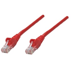 Intellinet Network Patch Cable, Cat6, 0.25m, Red, CCA, U/UTP, PVC, RJ45, Gold Plated Contacts, Snagless, Booted, Lifetime Warranty, Polybag