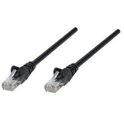 Intellinet Network Patch Cable, Cat6, 0.25m, Black, CCA, U/UTP, PVC, RJ45, Gold Plated Contacts, Snagless, Booted, Lifetime Warranty, Polybag