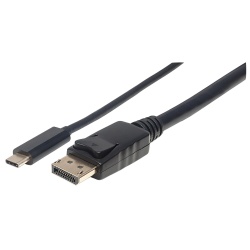 Manhattan USB-C to DisplayPort Cable, 4K@60Hz, 1m, Male to Male, Black, Equivalent to CDP2DP1MBD, Three Year Warranty, Polybag