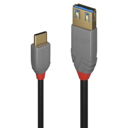 Lindy 0.15m USB 3.2 Type C to A Adapter Cable, 10Gbps, Anthra Line