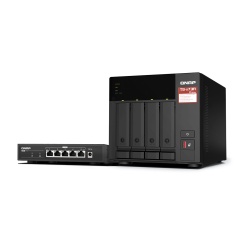 QNAP TS-473A + QSW-1105-5T Bundle Pack NAS Tower Ethernet LAN Black V1500B