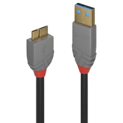 Lindy 0.5m USB 3.2 Type A to Micro-B Cable, 5Gbps, Anthra Line