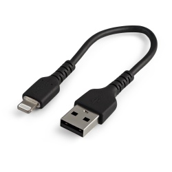 StarTech.com 6 inch (15cm) Durable Black USB-A to Lightning Cable - Heavy Duty Rugged Aramid Fiber USB Type A to Lightning Charger/Sync Power Cord - Apple MFi Certified iPad/iPhone 12