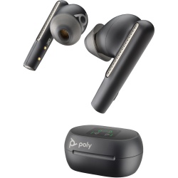 POLY Voyager Free 60+ UC M Carbon Black Earbuds +BT700 USB-A Adapter +Touchscreen Charge Case