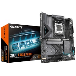 GIGABYTE X870 EAGLE WIFI7 Motherboard - Supports AMD Ryzen 9000 CPUs, 14+2+2 phases VRM, up to 8000MHz DDR5 (OC), 1xPCIe 5.0 + 2xPCIe 4.0, Wi-Fi 7, 2.5GbE LAN, USB 4