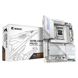 GIGABYTE X870E AORUS PRO ICE Motherboard - Supports AMD Ryzen 9000 CPUs, 16+2+2 Phases Digital VRM, up to 8000MHz DDR5 (OC), 3xPCIe 5.0 + 1xPCIe 4.0, Wi-Fi 7, 2.5GbE LAN, USB 4