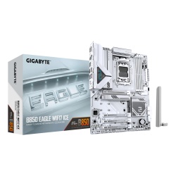 GIGABYTE B850 EAGLE WIFI7 ICE Motherboard - AMD Ryzen 9000 Series CPUs, 8+2+2 Phases Digital VRM, up to 8200MHz DDR5 (OC), 1xPCIe 5.0 + 2xPCIe 4.0 M.2, WIFI 7, 2.5 GbE LAN, USB 3.2 Gen 2