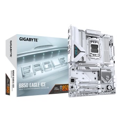 GIGABYTE B850 EAGLE ICE Motherboard - AMD Ryzen 9000 Series CPUs, 8+2+2 Phases Digital VRM, up to 8200MHz DDR5 (O.C), 1xPCIe 5.0 + 2xPCIe 4.0 M.2, 2.5 GbE LAN, USB 3.2 Gen 2