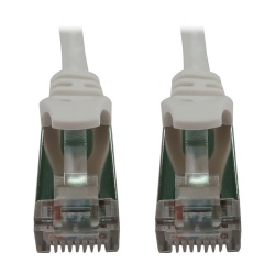 Tripp Lite N262-S01-WH Cat6a 10G Snagless Shielded Slim STP Ethernet Cable (RJ45 M/M), PoE, White, 1 ft. (0.3 m)