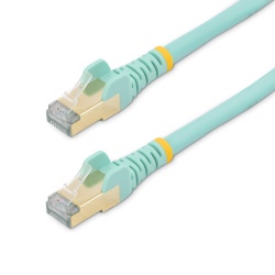 StarTech.com 35ft CAT6a Ethernet Cable - 10 Gigabit Shielded Snagless RJ45 100W PoE Patch Cord - 10GbE STP Network Cable w/Strain Relief - Aqua Fluke Tested/Wiring is UL Certified/TIA