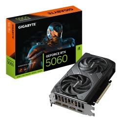 GIGABYTE GeForce RTX 5060 WINDFORCE MAX OC 8G Graphics Card - 8GB GDDR7, 128bit, PCI-E 5.0, 2512MHz Core Clock, 3 x DP, 1 x HDMI, NVIDIA DLSS 4, GV-N5060WF2MAX OC-8GD