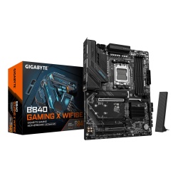 GIGABYTE B840 GAMING X WIFI6E Motherboard - AMD Ryzen 9000 CPUs, 12+2+2 Phases VRM, up to 7600MHz DDR5(O.C), 2xPCIe 4.0 + 1xPCIe 3.0 M.2, Wi-Fi 6E, 2.5GbE LAN, USB 3.2 Gen 2