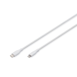 Digitus Lightning silicone connection cable, USB-C - Lightning, 0.5m, white