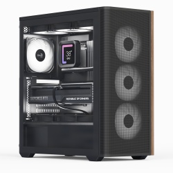 Aerocool D501A Midi Tower Black, Wood