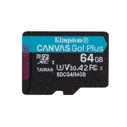 Kingston Technology 64GB microSDXC Canvas Go Plus Gen4 200R A2 U3 Single Pack w/o ADP