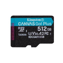 Kingston Technology 512GB microSDXC Canvas Go Plus Gen4 200R A2 U3 Single Pack w/o ADP