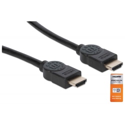Manhattan HDMI 4K@60Hz Cable with Ethernet, 1.8m, Certified, Suitable for ALL 4K & 1080p/HD uses - when upgrading now or have it ready for when you need it, Male to Male, Black, Ultra HD 4k x 2k, Lifetime Warranty, Premium High Speed, Similar to HDMM2MP