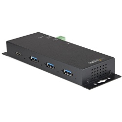 StarTech.com 4-Port USB C Hub 10Gbps - Metal Industrial USB Type-C Hub w/ 3xUSB-A & 1xUSB-C - ESD & Surge Protection - USB-C or USB-A Host - Self-Powered Mountable USB 3.2 Gen 2 Hub - TAA
