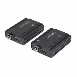 StarTech.com DisplayPort KVM Extender over Fiber Optic, 4K 60Hz, Console Extender Kit, Up to 984ft/300m (Multi-mode) with Pre-installed SFP+ Modules, 3x USB HID - TAA