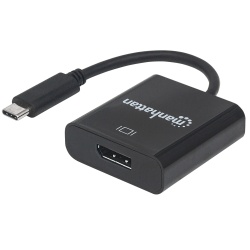 Manhattan USB-C to DisplayPort 1.2 Cable, 4K@30Hz, 21cm, Male to Female, Black, Lifetime Warranty