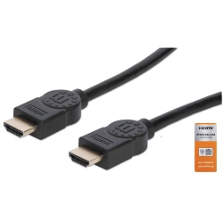 Manhattan HDMI 4K@60Hz Cable with Ethernet, 3m, Certified, Suitable for ALL 4K & 1080p/HD uses - when upgrading now or have it ready for when you need it, Male to Male, Black, Ultra HD 4k x 2k, Lifetime Warranty, Premium High Speed, Equivalent to HDMM3MP